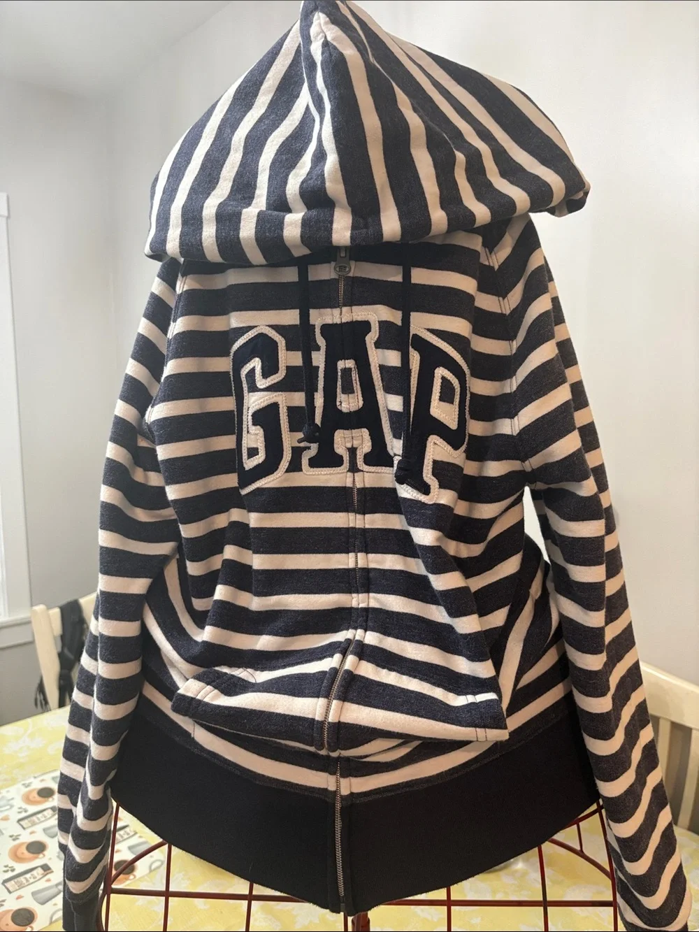GAP Kids Striped Hoodie Jacket in Navy and Cream